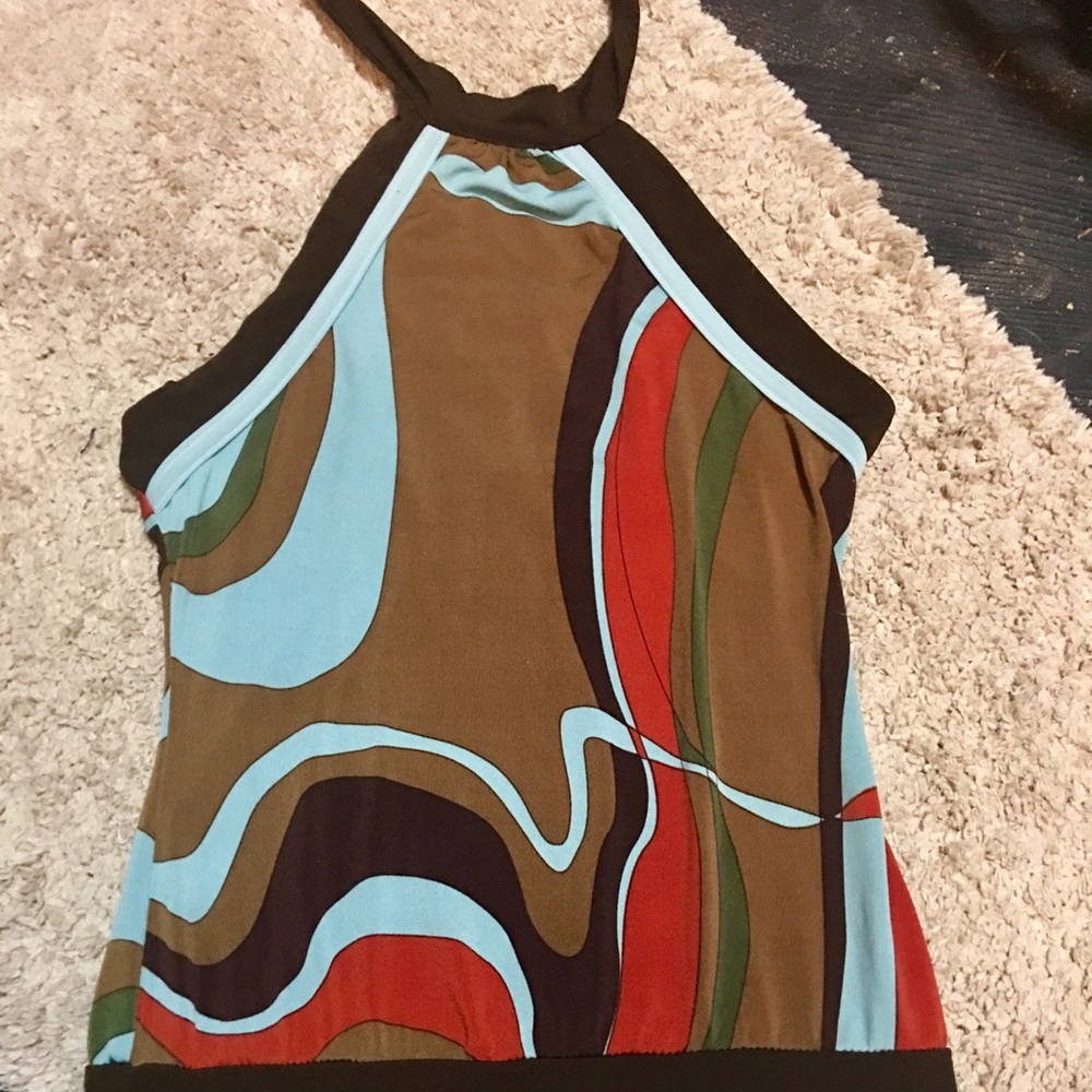Brown orange and blue Halter Top